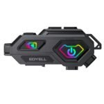 EDYELL C8 Max Motorcycle Bluetooth Intercom Headset,LED Emergency Lights,HiFi Stereo Calls,Wireless 50MM Earphone Helmet Bluetooth,IPX6 Waterproof,Compatible with All Helmets