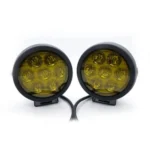 HJG Original 7 LED 140W Dual Color Yellow/White LED Fog Lights with Yellow Filter Cap Waterproof Light for Bikes, Cars, Jeeps Yellow Filter Cap