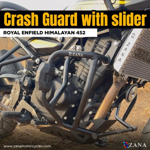 Zana-ROYAL-ENFIELD-Himalayan-450-Bike-Protection-Crash-Guard-Zana-Crash-Guard-for-Himalayan-450-with-Slider-Puck-Black-Texture-Mild-Steel-Type-3