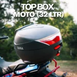 Zana-Universal Top Box Moto (32 ltr) Plastic With Backrest (Black)
