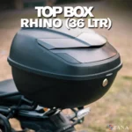 Zana-Universal Top Box Rhino (36 ltr )Plastic With Backrest (Black & Gray)