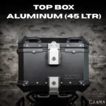 ZANA-UNIVERSAL TOP BOX ALUMINIUM BLACK (45ltr ) L-FLAT WITH BACK REST CUSHION