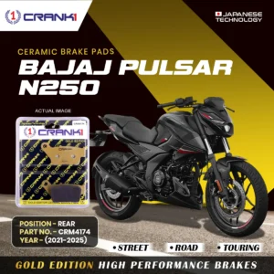 Ceramic Brake Pads For Bajaj Pulsar N250 (2021-2025) - Rear - CRM4174 - 1 Set | Smooth Braking | Heat Resistant | Long Life | Disc Friendly