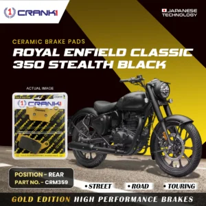 Ceramic Brake Pads For Royal Enfield Classic 350 Stealth Black - Rear - CRM359 - 1 Set | Smooth Braking | Heat Resistant | Long Life | Disc Friendly